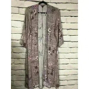 Torrid Womens Size 3 Purple/Multicolor Floral Open Long Cardigan